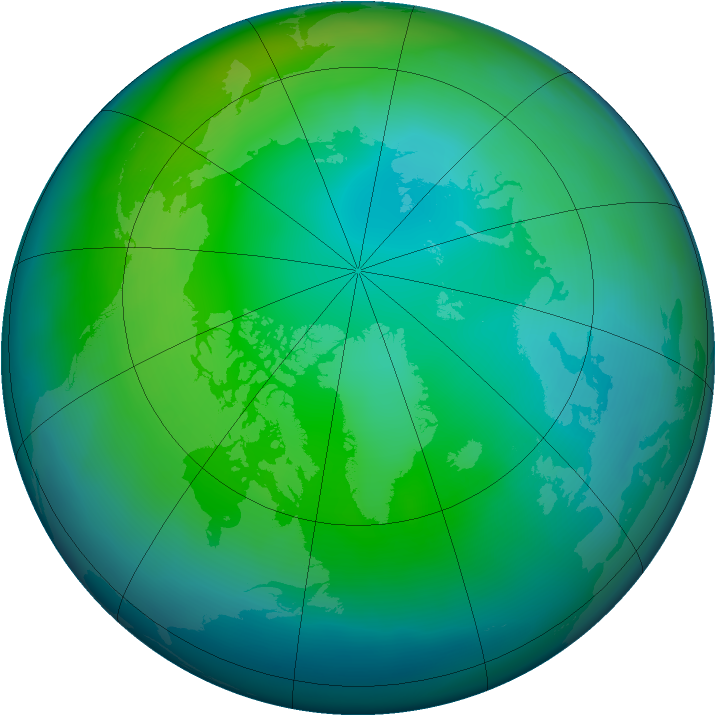 Arctic ozone map for November 2011